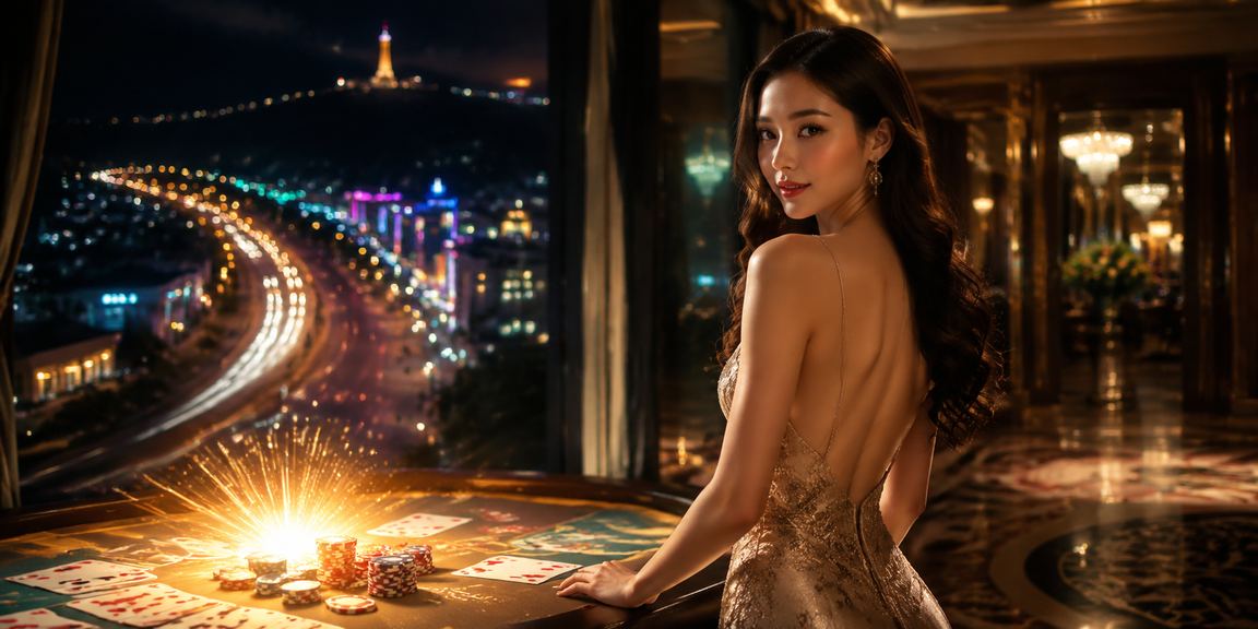 Giao diện live casino baccarat với hiệu ứng neon sống động tại Vũng Tàu buổi tối